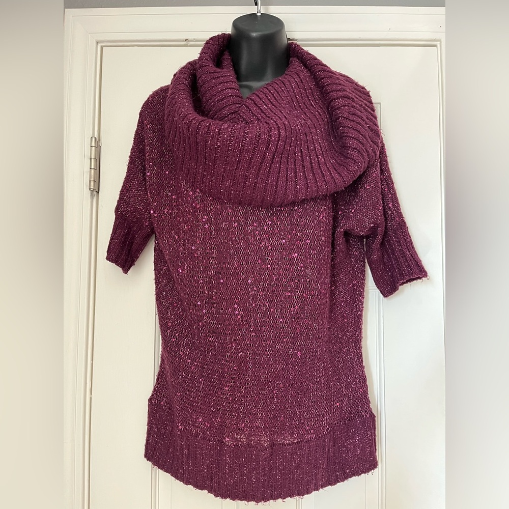 Maroon sparkly cowl neck sweater